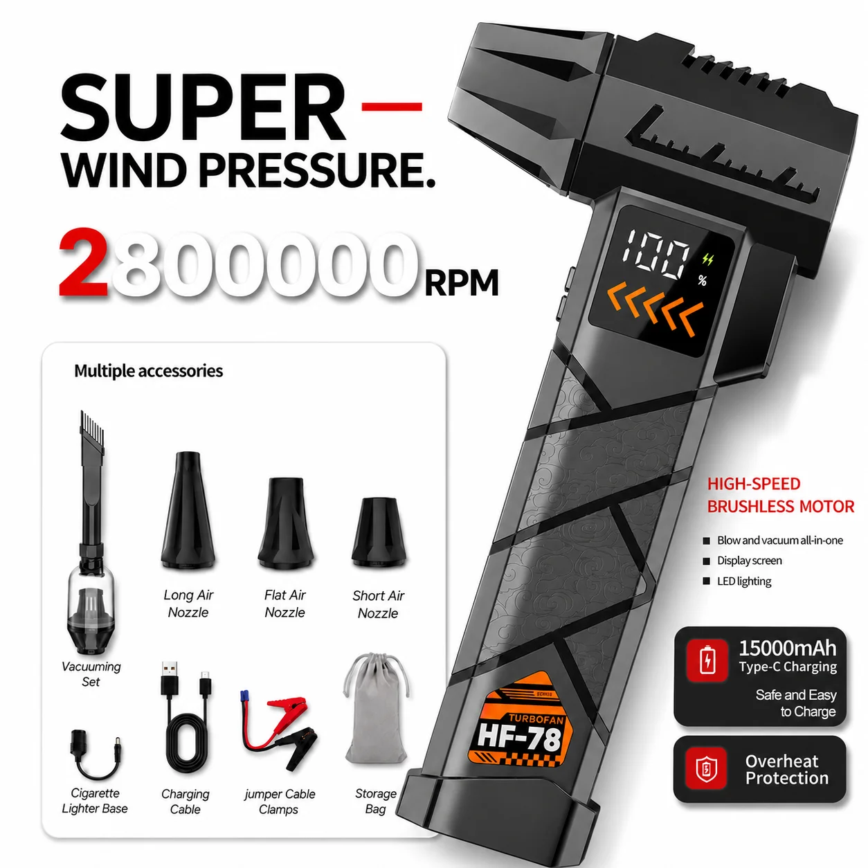 Super Powerful 2800000RPM Elec - огляд і ціна Dryer Car Blower